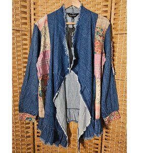 Young Threads Patchwork Denim Shrug Jacket XL NWT